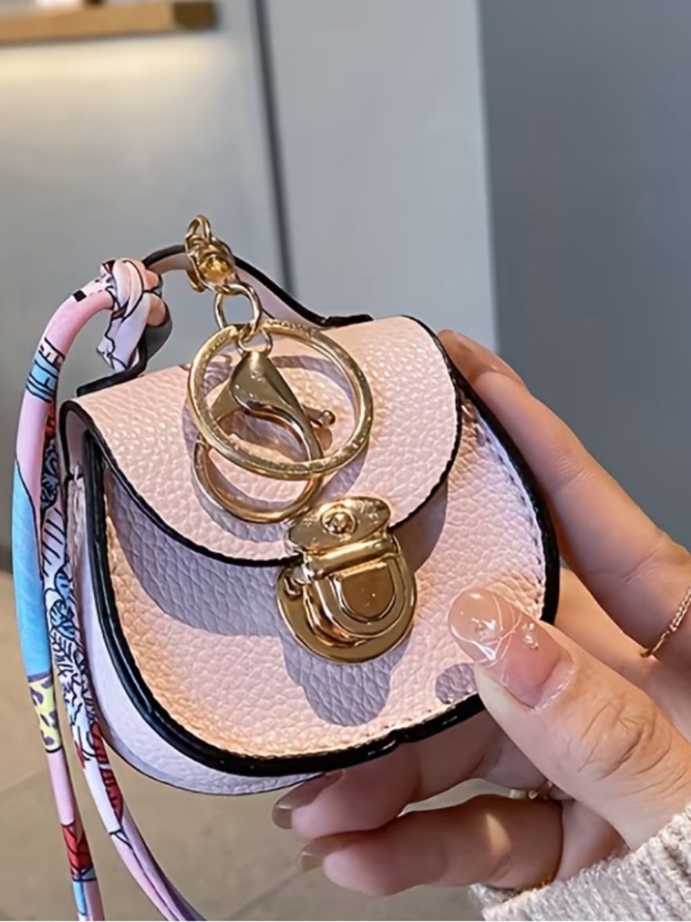 New Mini Bag Charm- Pink with Gold Hardware - Picture 1 of 1